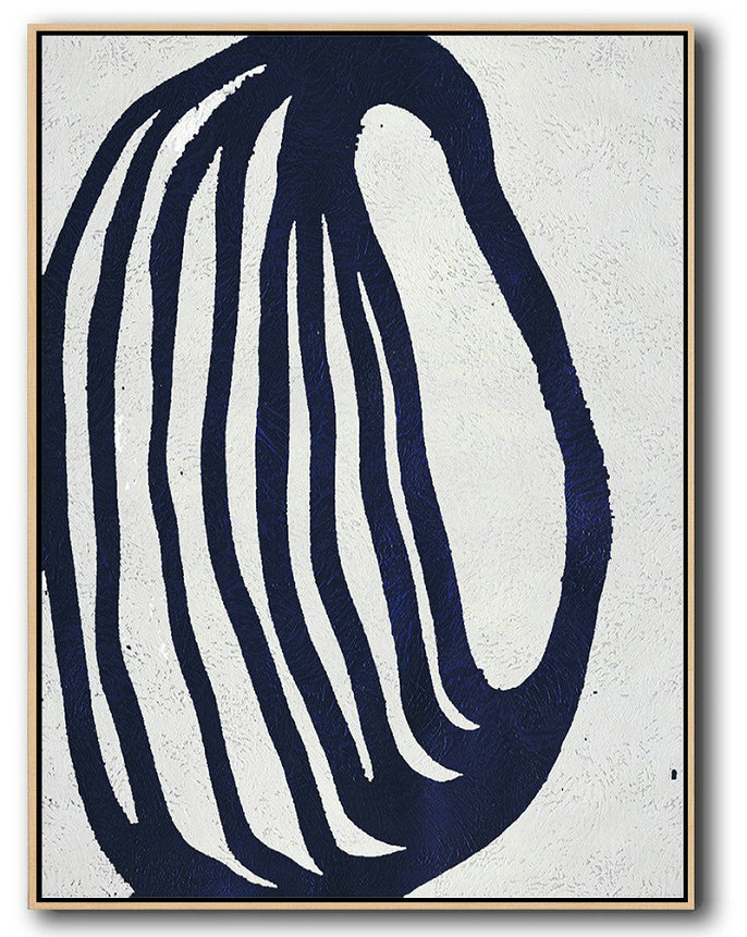Buy Hand Painted Navy Blue Abstract Painting Online,Large Abstract Wall Art #T6S5